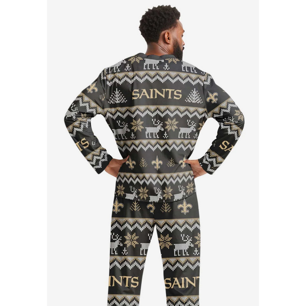 New! Foco 2XL NFL New Orleans Saints Mens Holiday Pajamas - Picture 2 of 5